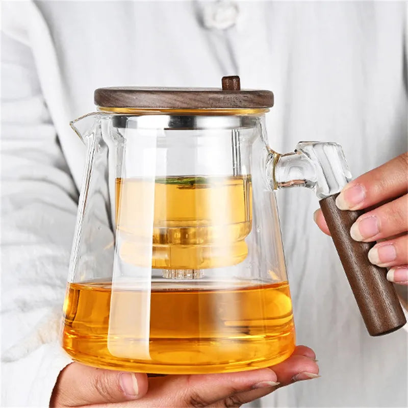 Glass Tea Pot with Wood Handle